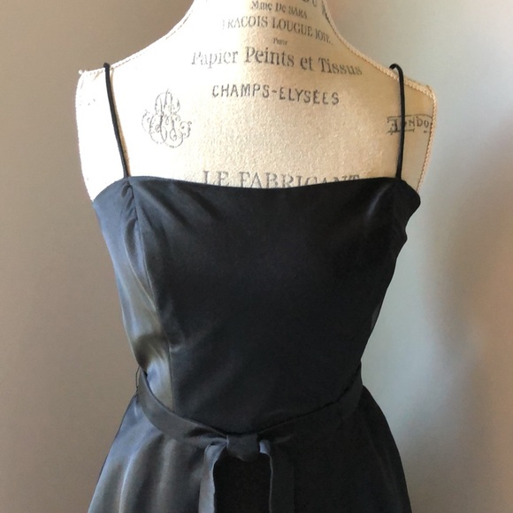 LIKE NEW Night Way Collections Black Cocktail Dress with Spaghetti Straps & Belt - Picture 2 of 6
